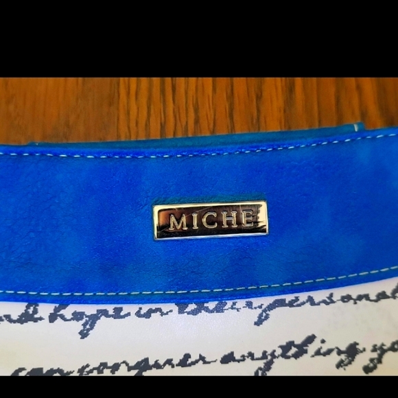 Miche Hope Purse Blue And White Leather, Just Purse No Carry Lanyard - Picture 3 of 5
